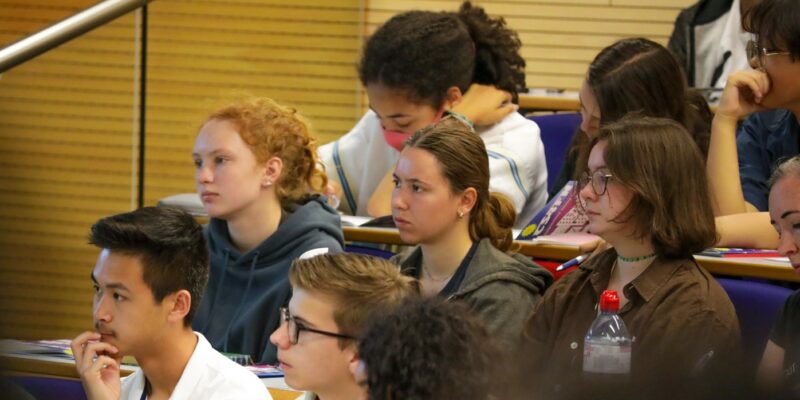 Students sitting in a lecture at a university.