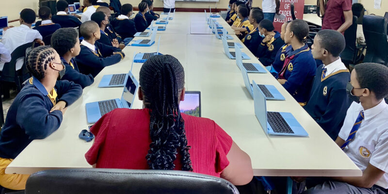 Students in a Code Club run by CSEd Botswana.