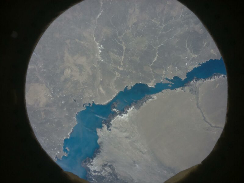 Lake Balkhash in Kazakhstan shown from space by an Astro Pi computer on the International Space Station