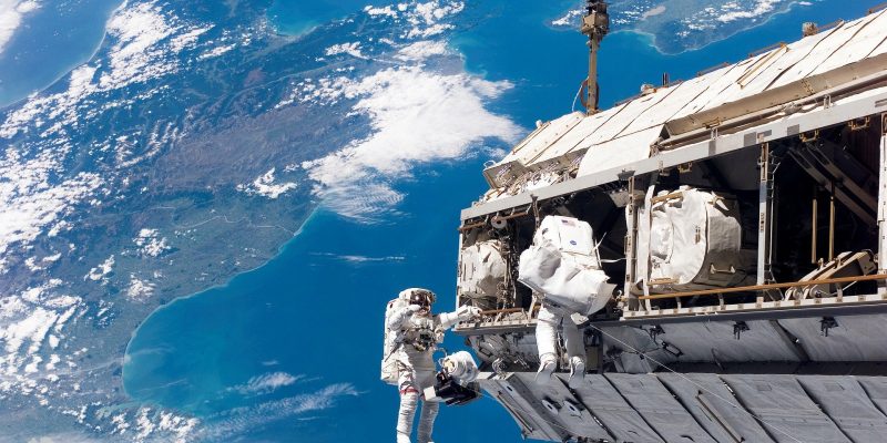 Astronauts on a space walk