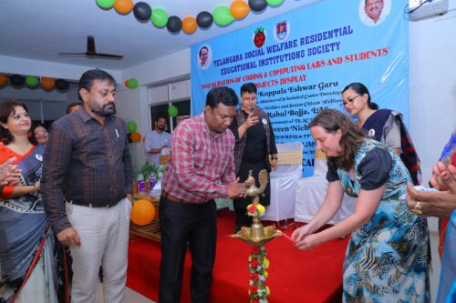 A celebratory ceremony at the opening event of the Coding Academy in Telangana.